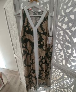 VESTIDO MIDI ESTAMPADO FLORAL CON ESCOTE EN PICO M.PI-VERDE