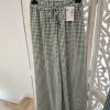 PANTALÓN LARGO PALAZZO DE TEJIDO LIGERO Y FRESCO CON ESTAMPADO DE CUADROS VICHY M.VICH-VERDE
