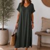 VESTIDO MIDI TEJIDO FLUIDO  M.VE/VERDE KAKI