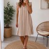 VESTIDO FLUIDO LINO M. RAYAS BEIGE