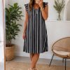 VESTIDO FLUIDO LINO M. RAYAS NEGRO