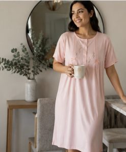CAMISÓN BORDADO SRA M/C M. 8176 ROSA