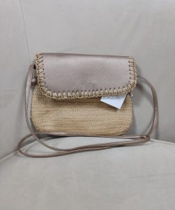 BOLSO DE RAFIA CON SOLAPA BRONCE M.BOL/BR