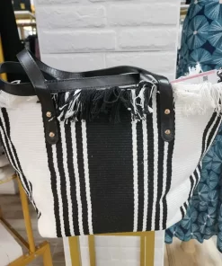 BOLSO PLAYERO ESTAMPADO RAYAS VERTICALES NEGRAS M.BP/RN
