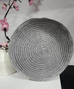 BOLSO CIRCULAR DE RAFIA PLATEADO M.BO-CP