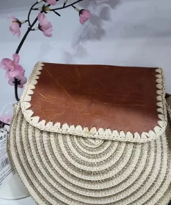 BOLSO CIRCULAR DE RAFIA CON SOLAPA M.RA-CI