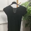 CAMISETA DE CANALÉ CON DETALLE DE TIRAS BRILLANTES M.CAN/NEGRO