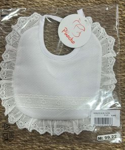 BABERO BLANCO DE PIQUÉ Y TIRA BORDADA M.99.22
