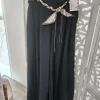 PANTALÓN ESTILO PALAZZO NEGRO CON CINTURÓN ESTAMPADO M.EP/NE