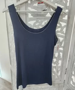 TOP DE TIRANTES AZUL MARINO CON UN SUTIL BRILLANTE M.TAM-SB