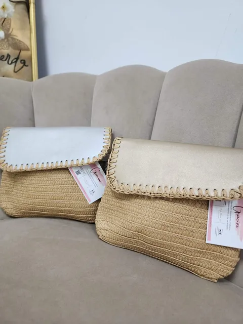 BOLSO DE RAFIA CON SOLAPA DORADA M.BOL/RD33 2 2 31