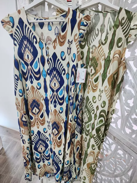 VESTIDO MIDI VERDE OLIVA ESTAMPADO ESTILO IKAT M.VM-IK 3 3
