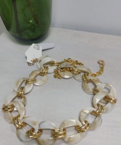CINTURÓN CON ESLABONES EN BEIGE Y DORADOS M.ESB-01