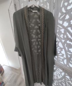 KIMONO LARGO CON BORDADOS M.KIM-VERDE