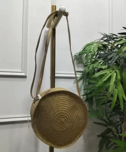 BOLSO BANDOLERA REDONDO DE RAFIA M.BAN-DORADO
