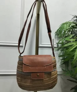 BOLSO BANDOLERA DE RAFIA Y POLIPIEL EN TONOS NATURALES M.BAN-1
