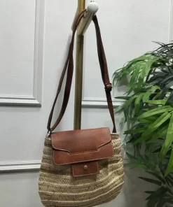 BOLSO BANDOLERA DE RAFIA Y POLIPIEL EN TONOS NATURALES M.BAN-3