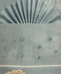 JUEGO DE SÁBANAS DE CUNA M. 390 CELESTE BORDADO MARIPOSAS