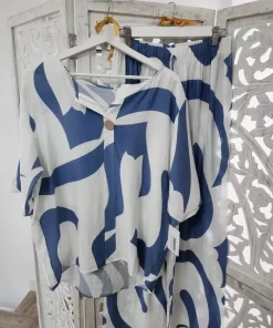 CONJUNTO OVERSIDE MUJER 2 PIEZAS M. LKT995 AZAFATA Y BLANCO