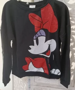 Sudadera de Minnie negra y roja sin forro de felpa, de manga larga