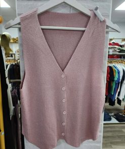 CHAQUETA PUNTO FINO ROSA PALO SIN MANGAS M.GRP2