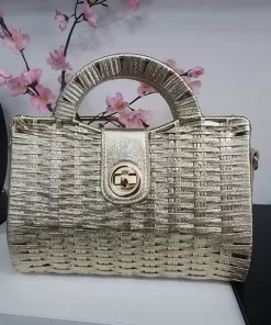 BOLSO DE MANO DORADO TIPO CESTA M.CES-DOR