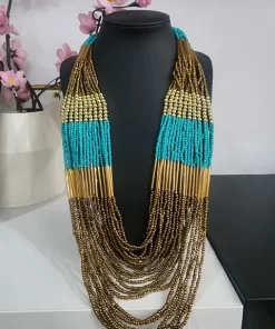 COLLAR MAXI EN TONO TURQUESA  Y DORADO M.MAXI-TYD