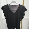 CAMISETA DE CANALÉ CON VOLANTES EN LAS MANGAS M.CAN/NEGRO3