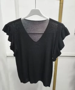 CAMISETA DE CANALÉ CON VOLANTES EN LAS MANGAS M.CAN/NEGRO3