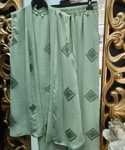 CONJUNTO DE DOS PIEZAS ESTAMPADO GEOMÉTRICO VERDE M.ESTA-GEO13