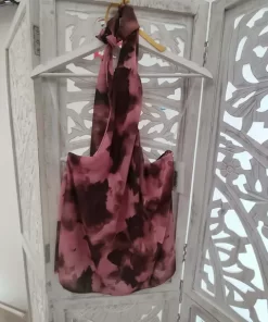 TOP DE CUELLO HALTER ESTAMPADO ROSA EMPOLVADO M.11-HALTER