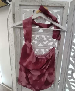 TOP DE CUELLO HALTER ESTAMPADO ROSA M.12-HALTER