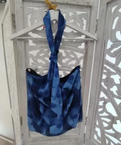 TOP DE CUELLO HALTER ESTAMPADO AZUL M.10-HALTER