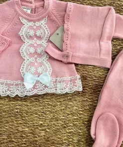 CONJUNTO 3 PIEZAS LANA PRIMERA PUESTA M. 2487 ROSA MYBABYCHIC