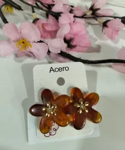 PENDIENTES FLOR ÁMBAR CON DETALLE DORADO M.FLOR-14
