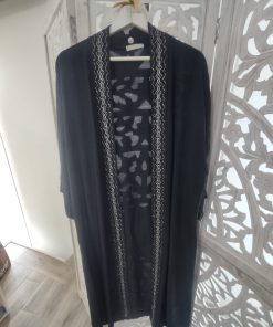 KIMONO LARGO CON BORDADOS M.KIM-NEGRO