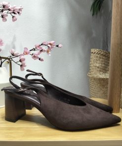 ZAPATO DE TACÓN ACABADO EN PUNTA M.M.L7-109 MARRÓN