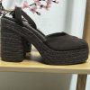 ZAPATO DE ESPARTO CERRADO POR DELANTE CON TACÓN Y PLATAFORMA M.6106C.C CAFÉ