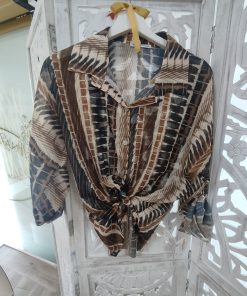 CAMISA SEMITRANSPARENTE EN TONALIDADES MARRÓN M.SEMI-MARRÓN
