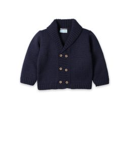 Chaqueta de punto niño azul marino con aire de esmoquin y seis botones
