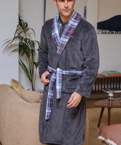 BATA HOMBRE LARGA ESTAMPADO ESCOCÉS CUELLO M. 269601 MUSLHER
