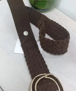 CINTURÓN ELASTICO M. TRENZADO MARRÓN CHOCOLATE