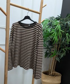 CAMISETA RAYAS MANGA LARGA MARRÓN Y BEIGE M.CRAY/MA