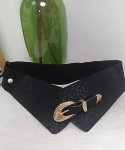 CINTURÓN ELASTICO ANCHO  M. ANIMAL PRINT NEGRO