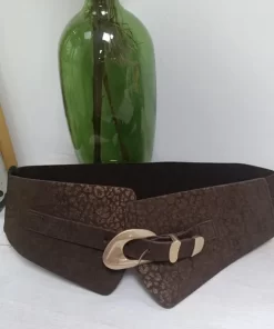 CINTURÓN ELASTICO ANCHO  M. ANIMAL PRINT MARRÓN