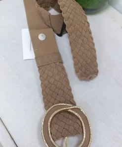 CINTURÓN ELASTICO M. TRENZADO BEIGE