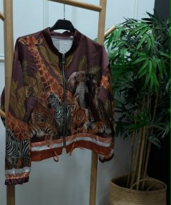 CHAQUETA SATÉN MARRÓN ESTAMPADO ANIMAL M.CHA-EA/M