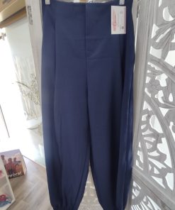 Pantalón bombacho azul marino de mujer con cintura elástica y corte holgado