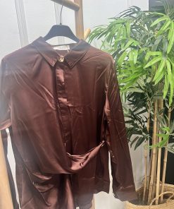CAMISA EFECTO CHAQUETA SATINADA M. 8113 MARRÓN