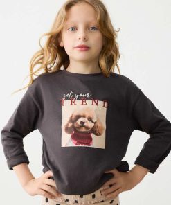 Camiseta vintage niña de manga larga en color carbón, de algodón, de Mayoral